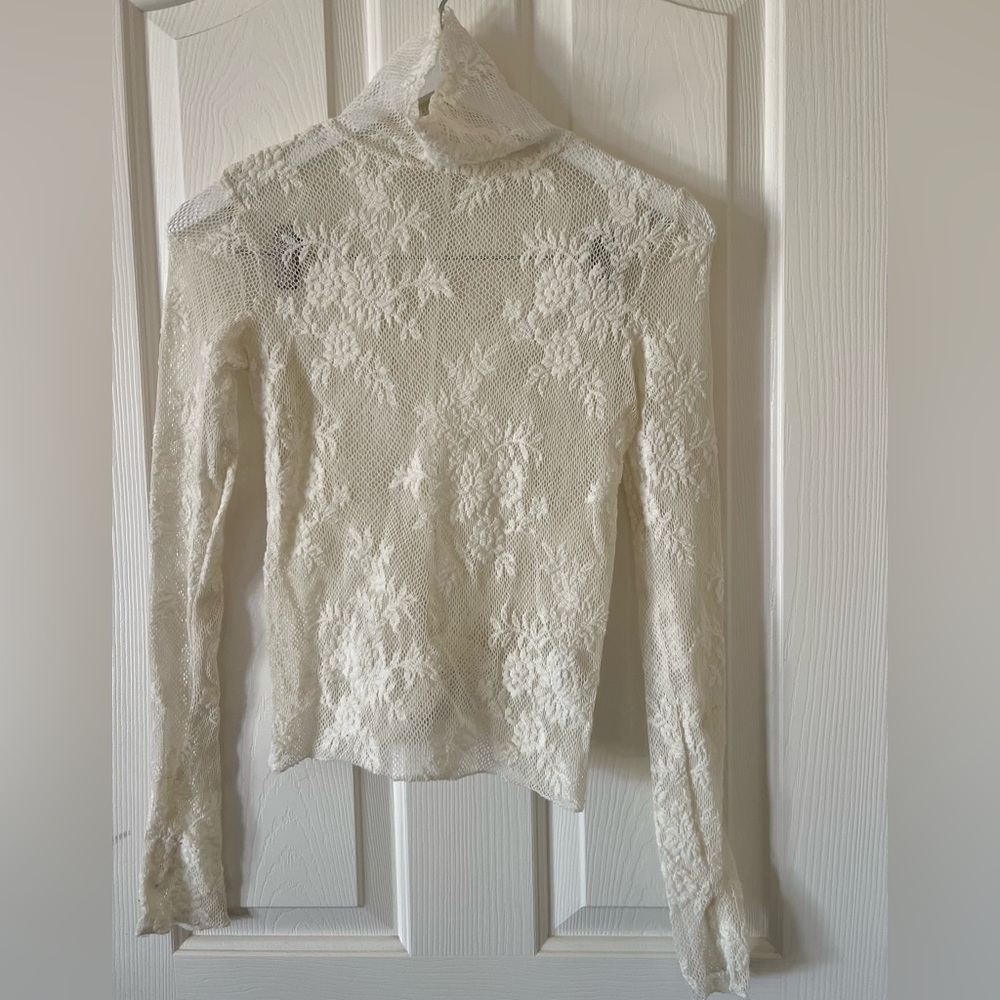 Free people Intimately sheer crème turtle neck